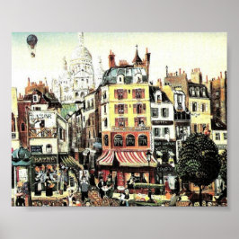 Heißluftballon über antike Stadt Poster