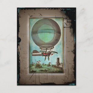 Heißluftballon über dem Hafen Postkarte