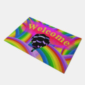 Heißluftballon über dem Regenbogenrosa Fußmatte (Schrägansicht)