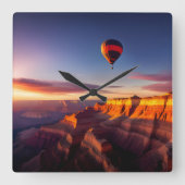 Heißluftballon über Grand Canyon Quadratische Wanduhr (Vorderseite)