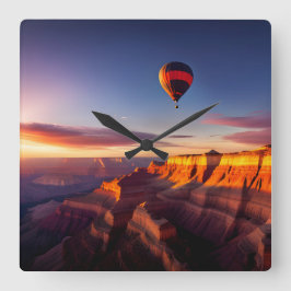 Heißluftballon über Grand Canyon Quadratische Wanduhr