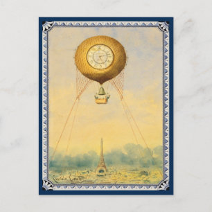 Heißluftballon über Paris Gemälde Postkarte
