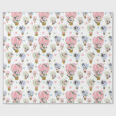 Heißluftballon und Aquarellblau Geschenkpapier (Flach)