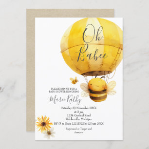 Heißluftballon und Bee Daisy Babydusche Einladung