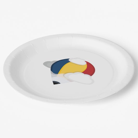 Heißluftballon und Bleistift Pappteller (Schrägansicht)