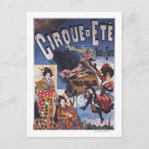Heißluftballon und japanische Damen Poster Postkarte
