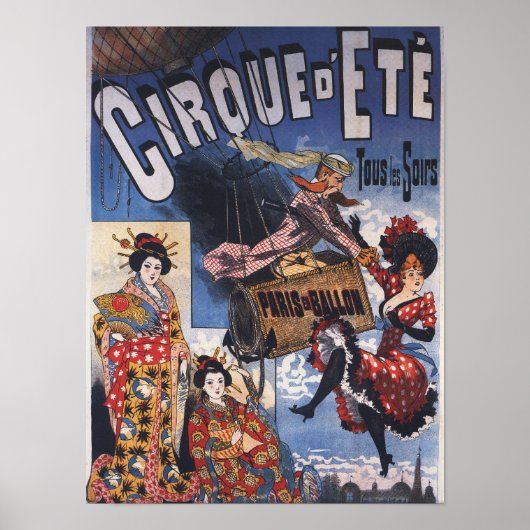 Heißluftballon und japanisches Ladys Poster (Vorne)