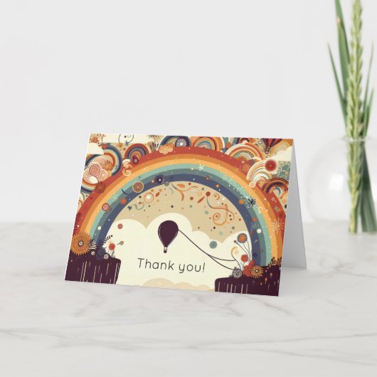 Heißluftballon und Rainbows Dankeskarte (Vorderseite)