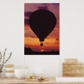 Heißluftballon und Sonnenuntergang - Poster (Küche)
