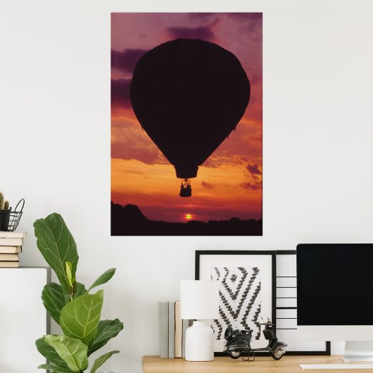 Heißluftballon und Sonnenuntergang - Poster (Heimbüro)
