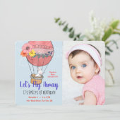 Heißluftballon und sonniger Erster Geburtstag Einladung (Stehend Vorderseite)