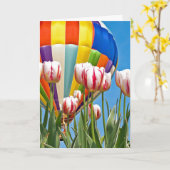 Heißluftballon und -tulpen für das Denken an Sie Karte (Gelbe Blume)