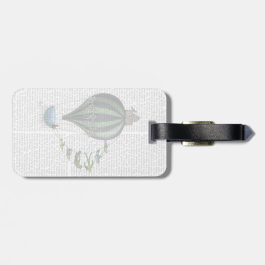 Heißluftballon und Vögel Gepäckanhänger (Rückseite horizontal)