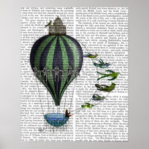 Heißluftballon und Vögel Poster