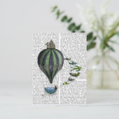 Heißluftballon und Vögel Postkarte (Stehend Vorderseite)