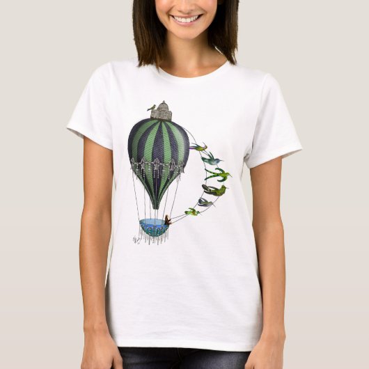 Heißluftballon und Vögel T-Shirt (Vorderseite)