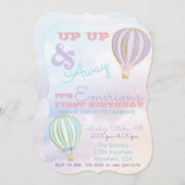 Heißluftballon, Up & away Geburtstag Einladung (Vorne/Hinten)