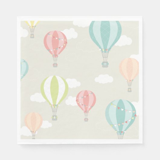 Heißluftballon Up & Away Pastellpapier Napkins Serviette (Vorderseite)
