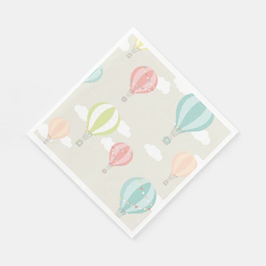 Heißluftballon Up & Away Pastellpapier Napkins Serviette (Ecke)