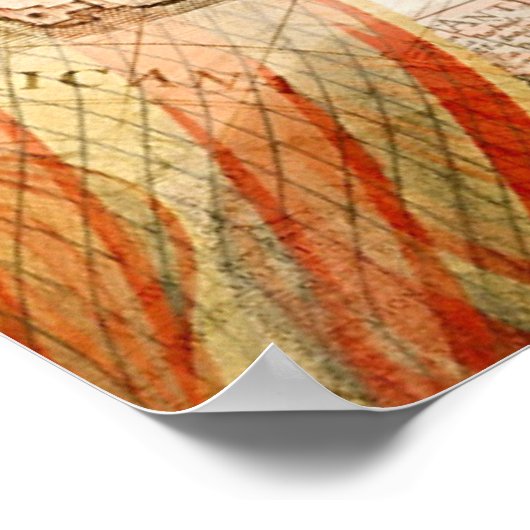 Heißluftballon Vintag Poster (Ecke)