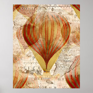 Heißluftballon Vintage Poster