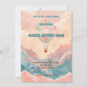 Heißluftballon Wasserfarbe Babydusche Einladung (Vorderseite)