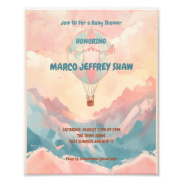 Heißluftballon Wasserfarbe Babydusche Fotodruck