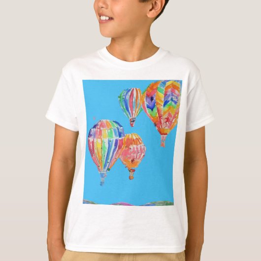 Heißluftballon Wasserfarbe Farbige Jungs T - Shirt (Vorderseite)