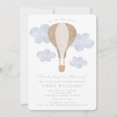 Heißluftballon Wasserfarbe Kinderdusche Einladung (Vorderseite)