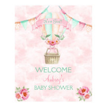 Heißluftballon Wasserfarbe Rosa Minzpfirsichpfirsi