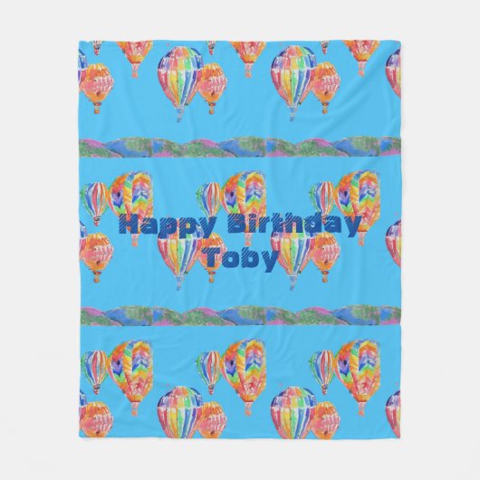 Heißluftballon Wasserfarben Boys Fleece Medium Rug (Vorderseite)
