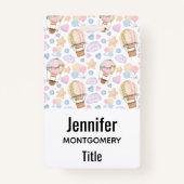 Heißluftballon Wasserfarben Muster Ausweis (Rückseite)