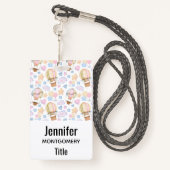 Heißluftballon Wasserfarben Muster Ausweis (Rückseite mit Schlüsselband)