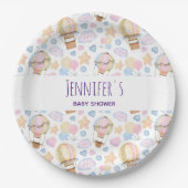 Heißluftballon Wasserfarben Muster Babydusche Pappteller (Vorderseite)