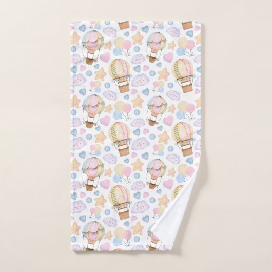 Heißluftballon Wasserfarben Muster Badhandtuch Set (Handtuch)