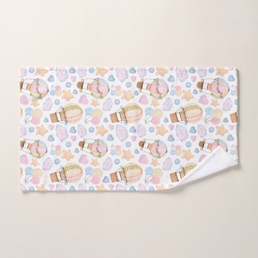 Heißluftballon Wasserfarben Muster Badhandtuch Set (Handtuch)