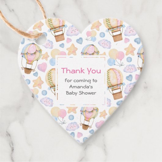 Heißluftballon Wasserfarben Muster Geschenkanhänger (Vorderseite)