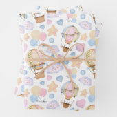 Heißluftballon Wasserfarben Muster Geschenkpapier Set (Beispiel)