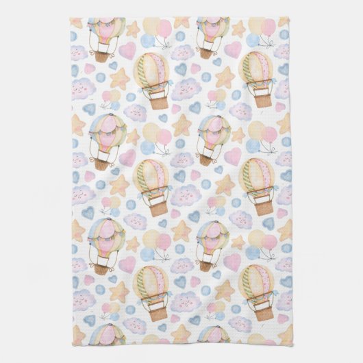 Heißluftballon Wasserfarben Muster Geschirrtuch (Vertikal)