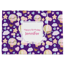 Heißluftballon Wasserfarben Muster Große Geschenktüte