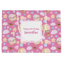 Heißluftballon Wasserfarben Muster Große Geschenktüte