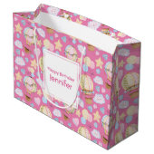 Heißluftballon Wasserfarben Muster Große Geschenktüte (Rückseite Schrägansicht)