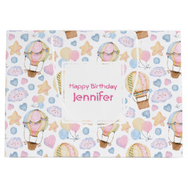 Heißluftballon Wasserfarben Muster Große Geschenktüte