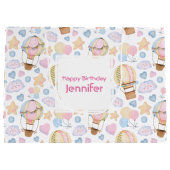 Heißluftballon Wasserfarben Muster Große Geschenktüte (Rückseite)