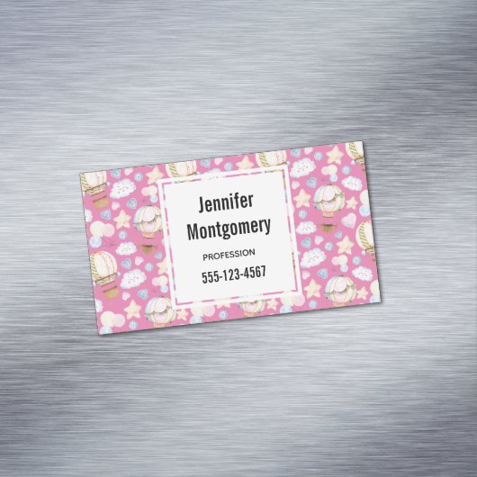 Heißluftballon Wasserfarben Muster Magnetische Visitenkarte (Beispiel)