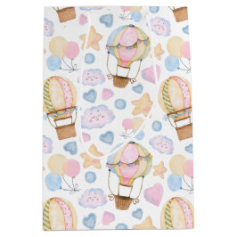 Heißluftballon Wasserfarben Muster Mittlere Geschenktüte