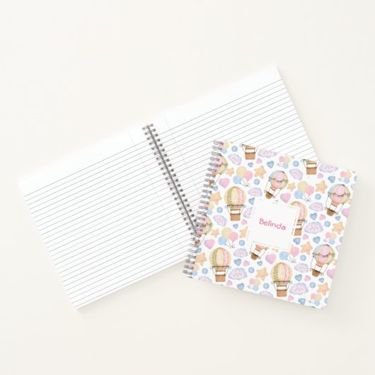 Heißluftballon Wasserfarben Muster Notizblock (Innenseite)