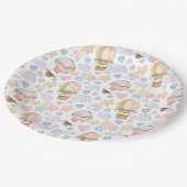 Heißluftballon Wasserfarben Muster Pappteller (Schrägansicht)