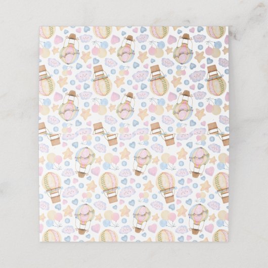 Heißluftballon Wasserfarben Muster Platzkarte (Außenseite Aufgefaltet)