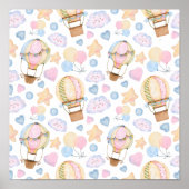 Heißluftballon Wasserfarben Muster Poster (Vorne)